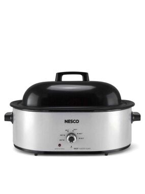 Nesco 18-quart Silver Roaster Oven with Black Lid (NEW)